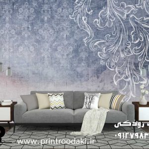 چاپ پوستر دیواری پتینه پارچه آبی