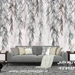 چاپ پوستر دیواری پتینه برگ درخت بید طوسی