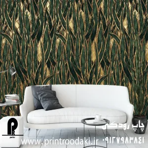 چاپ پوستر دیواری برگ سبز و طلایی
