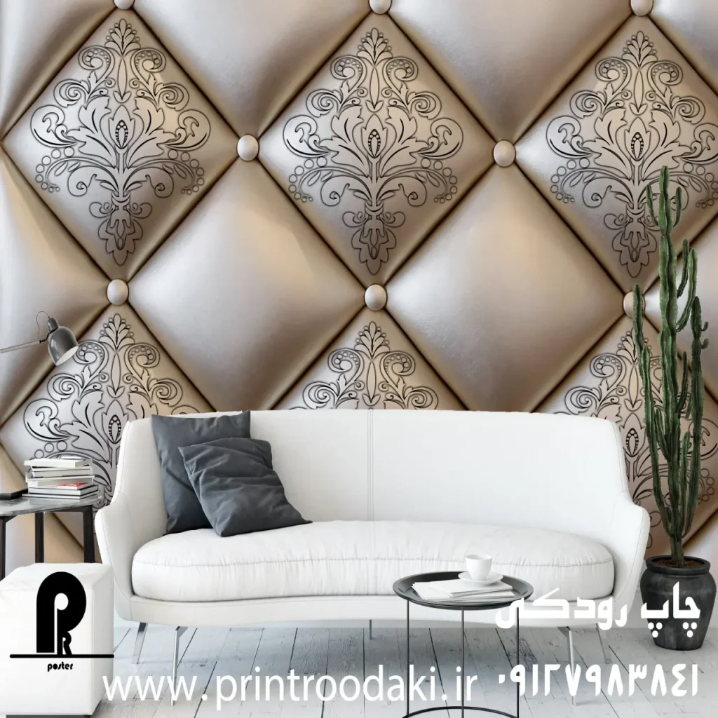 چاپ پوستر دیواری سه بعدی لمسه طوسی نقره ای