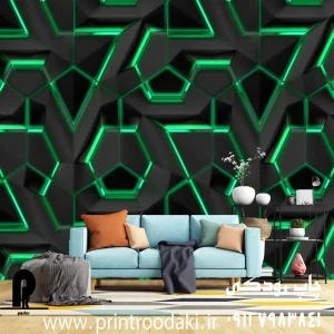 چاپ پوستر دیواری سه بعدی سبز و مشکی