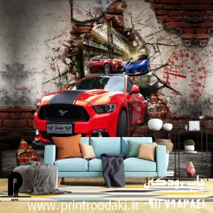 چاپ پوستر دیواری نوجوان موستانگ قرمز