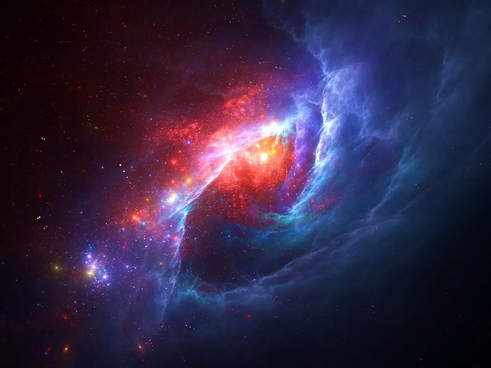 پوستر دیواری کهکشان قرمز و آبی مقاله