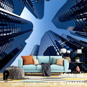 پوستر دیواری آسمان خراش های آبی