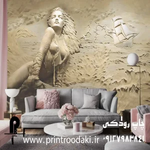 چاپ پوستر دیواری طرح سفالی زن و کشتی
