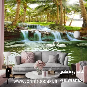 چاپ پوستر دیواری نخلستان و ابشار