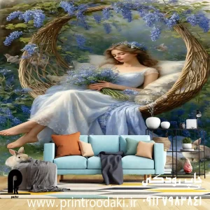 چاپ پوستر دیواری نقاشی دختر سوار بر تاپ