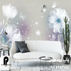 چاپ پوستر دیواری گل های شیشه ای طوسی