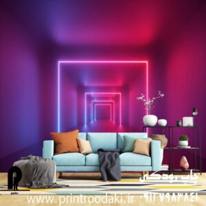 چاپ طرح پوستر دیواری تونل سه بعدی قرمز ابی بنفش