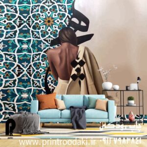 طرح پوستر دیواری مدرن نقاشی دختر و هیچ