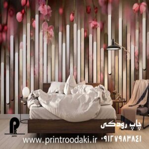 چاپ پوستر دیواری سه بعدی اتاق خواب گل رز