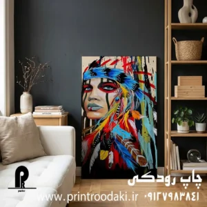 طرح تابلو کنواس دختر سرخ پوست آبرنگی
