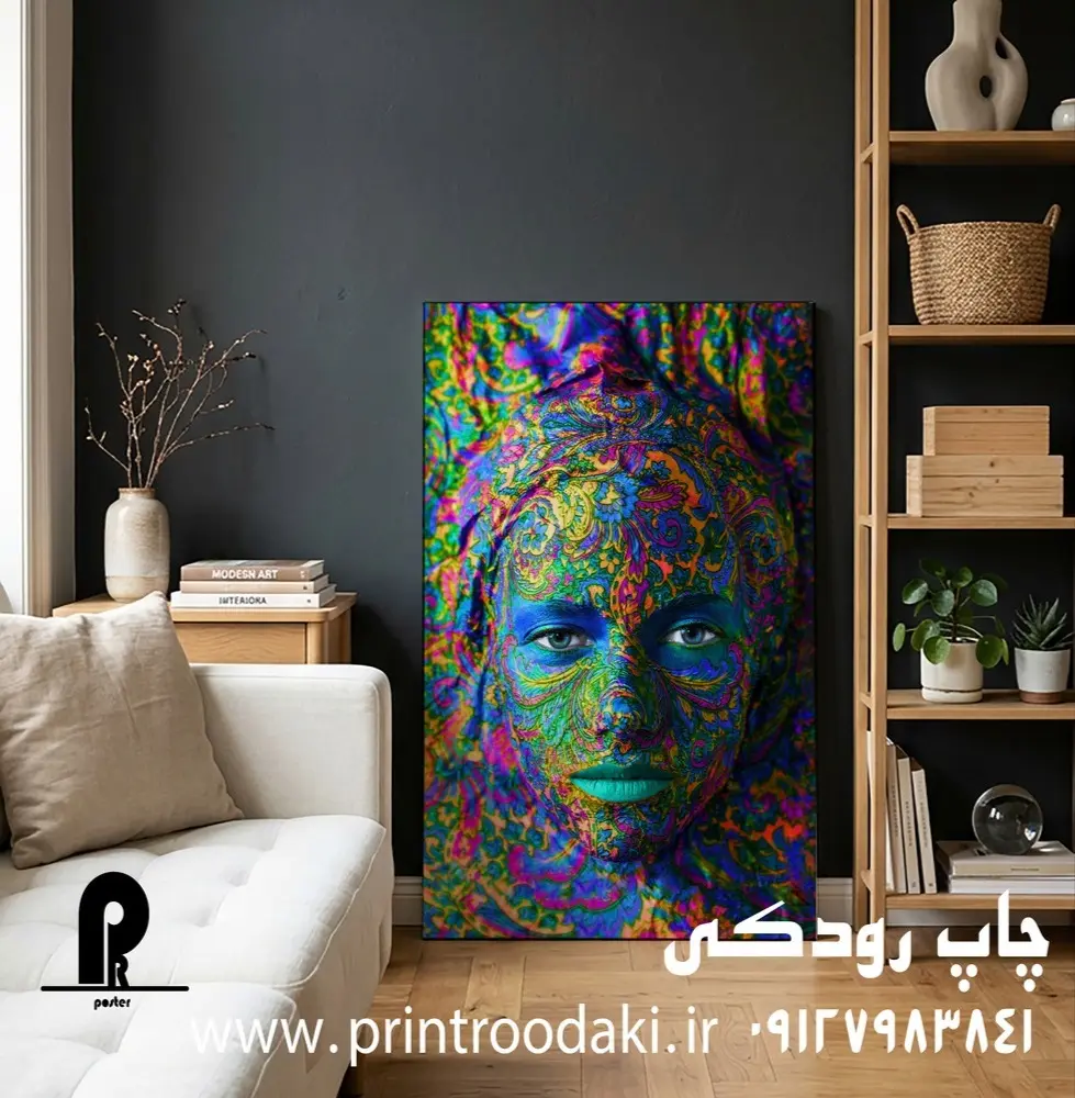 طرح تابلو کنواس سه بعدی پرتره دختر ابرنگی