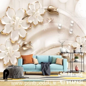 چاپ پوستر دیواری گل هلندی طلایی و مسی